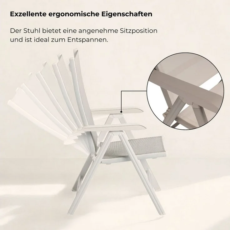 Kettler Basic Plus Klappsessel Multipositionssessel Taupe Beige / Stucco – Bild 3