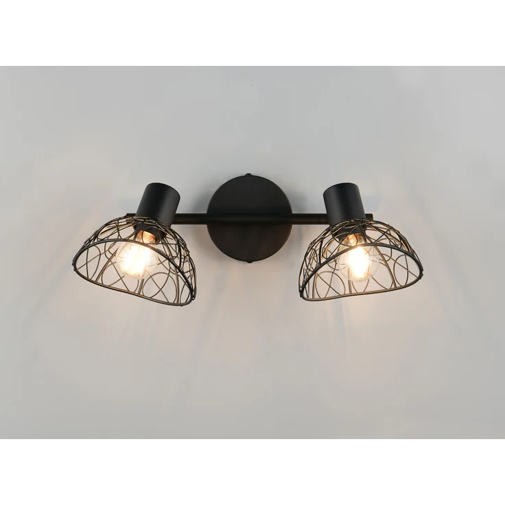Deckenstrahler YAKO 2-flammig mit Drahtgeflecht Lampenschirmen, B: 39,5cm – Bild 5