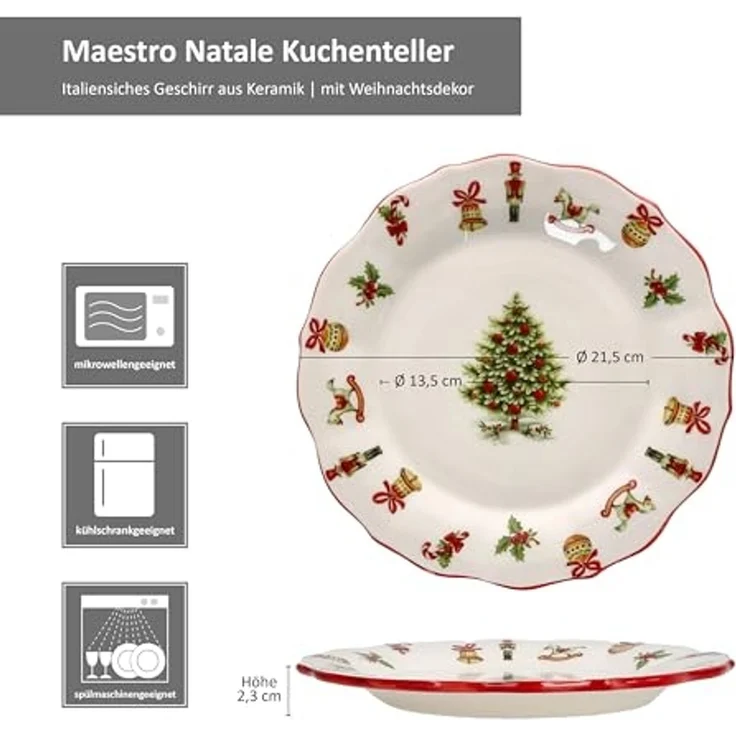 MamboCat Frühstücksteller Maestro Natale Kuchenteller Dessert-Teller Frühstück Weihnachten – Bild 4