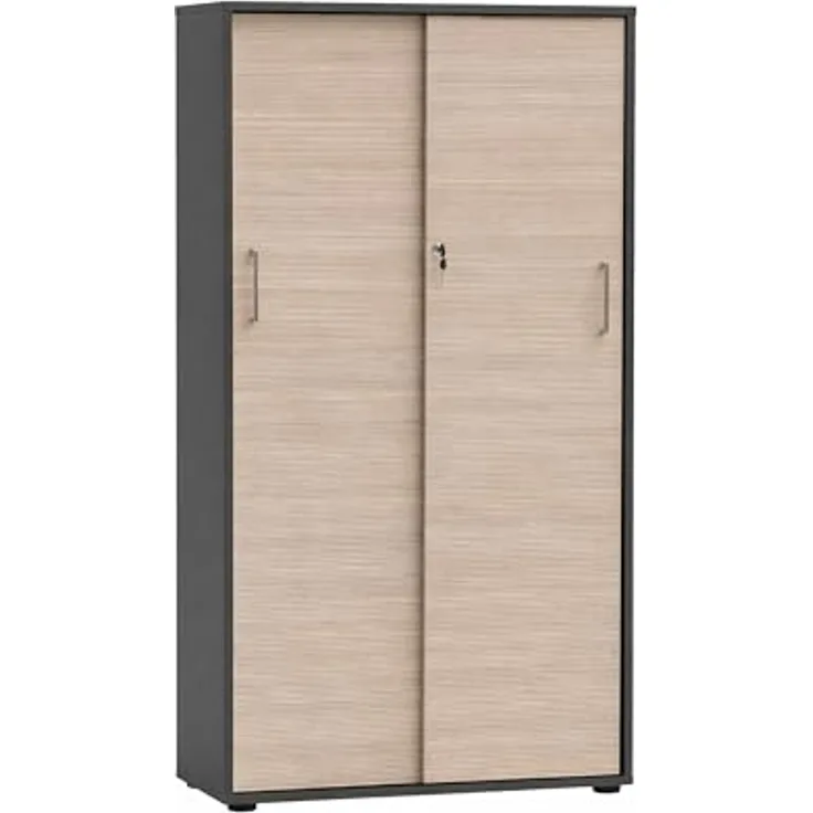 Schildmeyer Aktenschrank Metz 702095, abschließbar, anthrazit/Canello Eiche Dekor, 80 x 38,2 x 150 cm