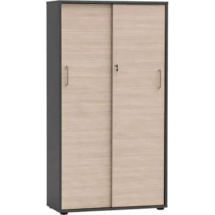 Schildmeyer Aktenschrank Metz 702095, abschließbar, anthrazit/Canello Eiche Dekor, 80 x 38,2 x 150 cm – Bild 1