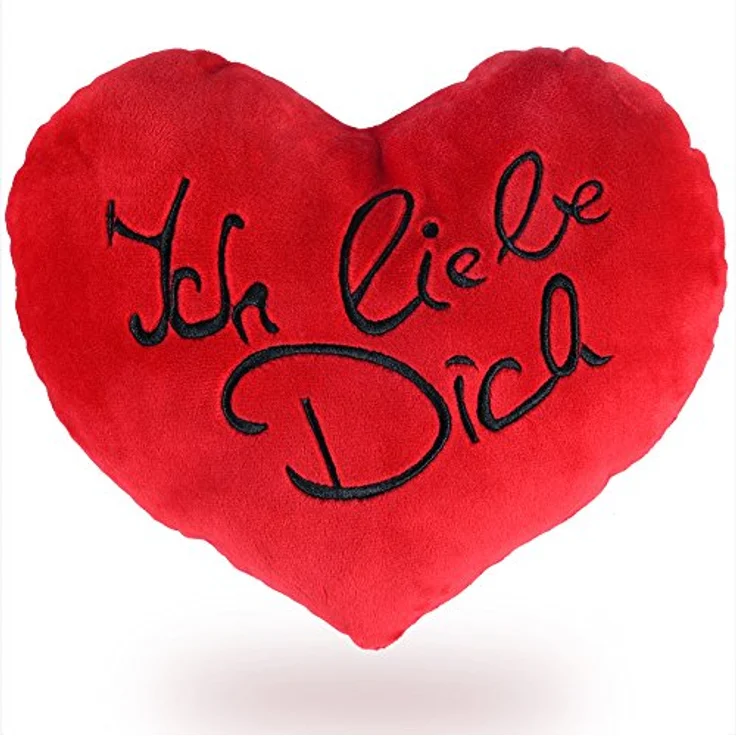Deuba Herzkissen I Love You Liebe 26cm flauschig weich gestickter Schriftzug Plüschherz Plüschkissen Kissen Kuschelkissen – Bild 5
