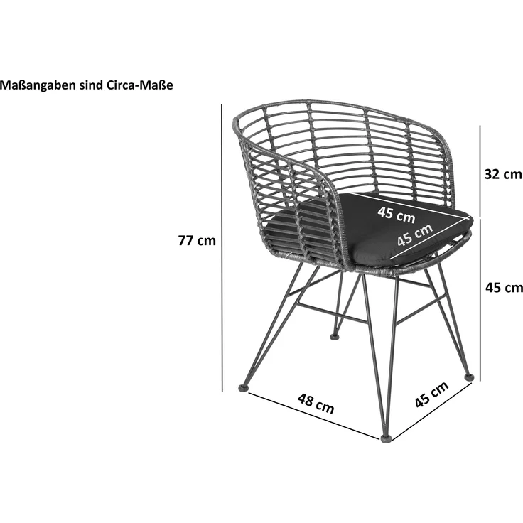 Esszimmerstuhl Rattanstuhl Farbe anthrazit inkl. Sitzkissen NAIROBI 80553351 – Bild 8