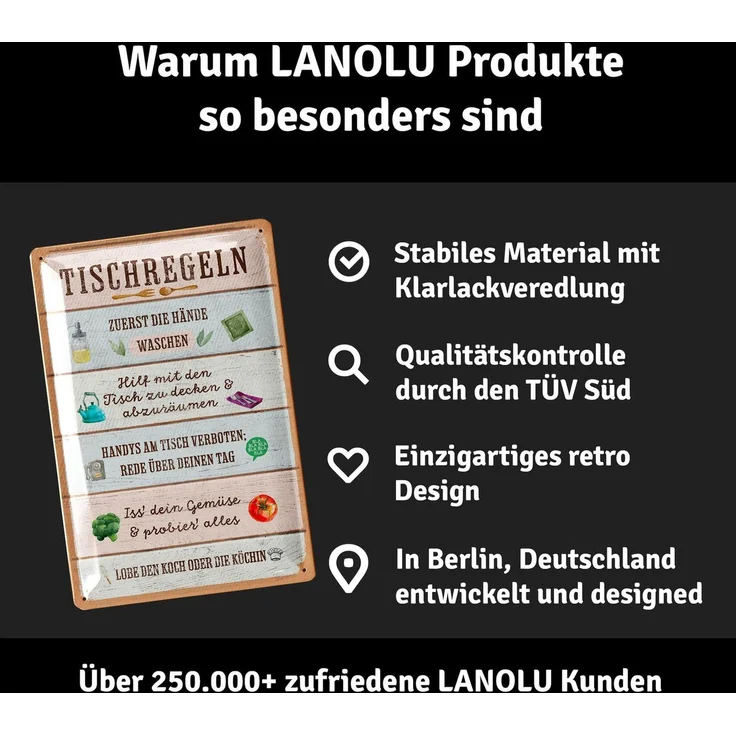 LANOLU Blechschild Tischregeln - 20x30cm – Metall – Mehrfarbig – 20222 – Bild 3