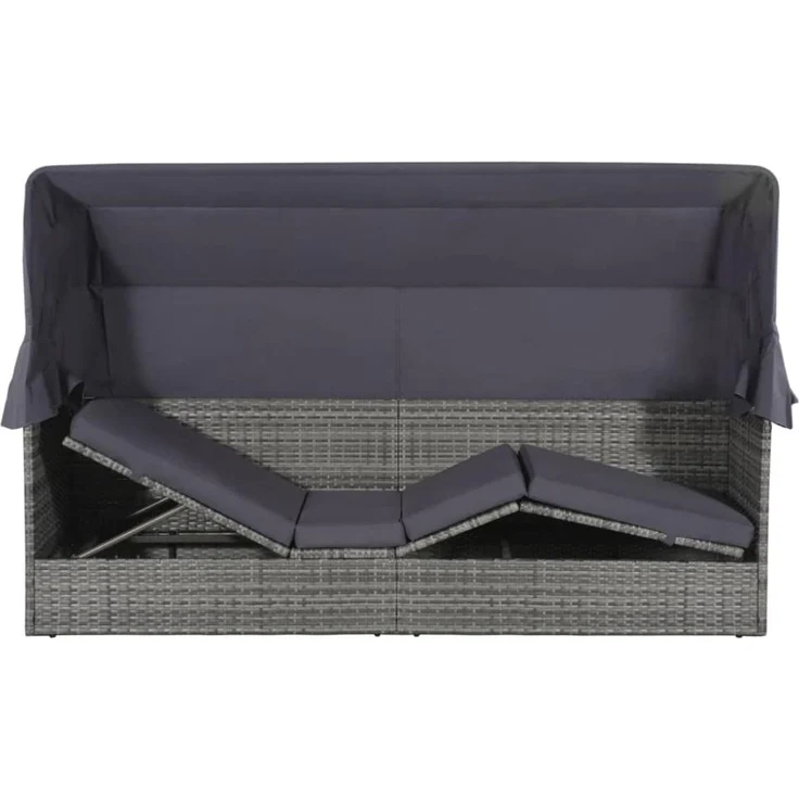 vidaXL Gartenbett mit Baldachin Grau 205×62 cm Poly Rattan 43962 – Bild 7