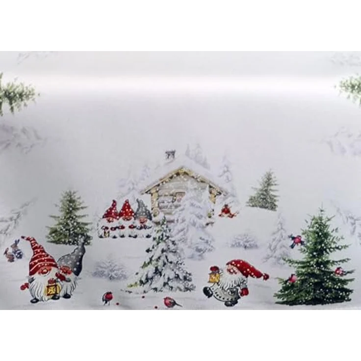 texpot Tischdecke Druck Wichtel im Schnee Tischläufer Winter Weihnachten (1-tlg) – Bild 2