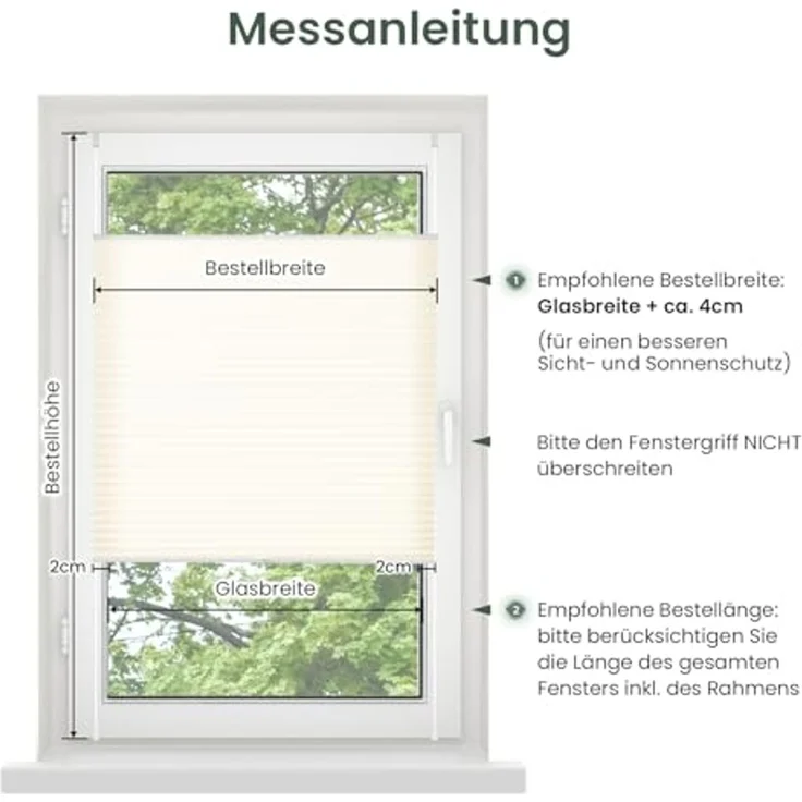 Plisseerollo ohne Bohren Klemmfix 65x100 cm(BxH) Beige Jalousie Sonnenschutz Easyfix Faltrollo Lichtdurchlässig Rollo für Fenster & Tür – Bild 5