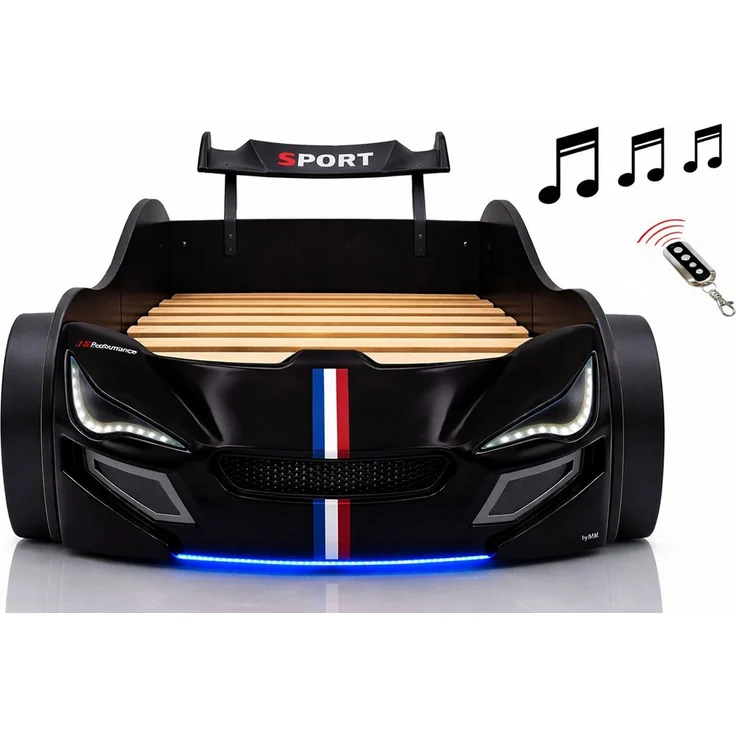 Aileenstore Autobett TURBO GTE (ohne Zubehör), Kinderbett 90x200, Lattenrost,LED,Unterbodenlicht,Sound,Fernbedienung – Bild 1