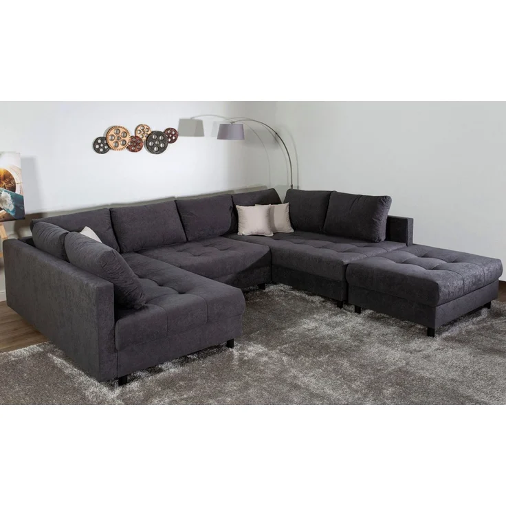 COLLECTION AB Wohnlandschaft Toni U-Form, B: 298 cm, Set: Sofa & Hocker, 3 Zierkissen, Federkern – Bild 5