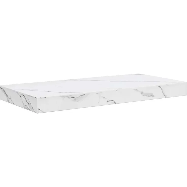Wandregal, Hängeregal Wandmontiert Weiß Marmor 50 x 23 x 4 cm Holzwerkstoff de6431