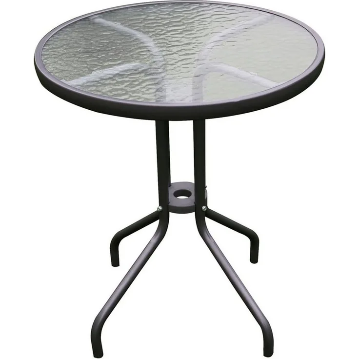 Bistrotisch Balkontisch Gartentisch Anthrazit Glas/Metall Ø60 H70cm