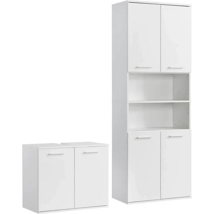 mokebo Badmöbel-Set Der Steuermann, (2-teilig), Made in Germany, Badezimmerschrank, Badschrank, Set in Weiß – Bild 1
