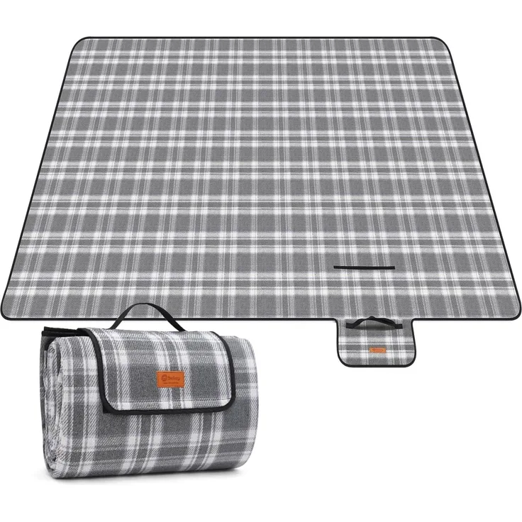 Sekey Picknickdecke Wasserdicht 200x200 cm Faltbare Campingdecke mit Tragegriff Grau