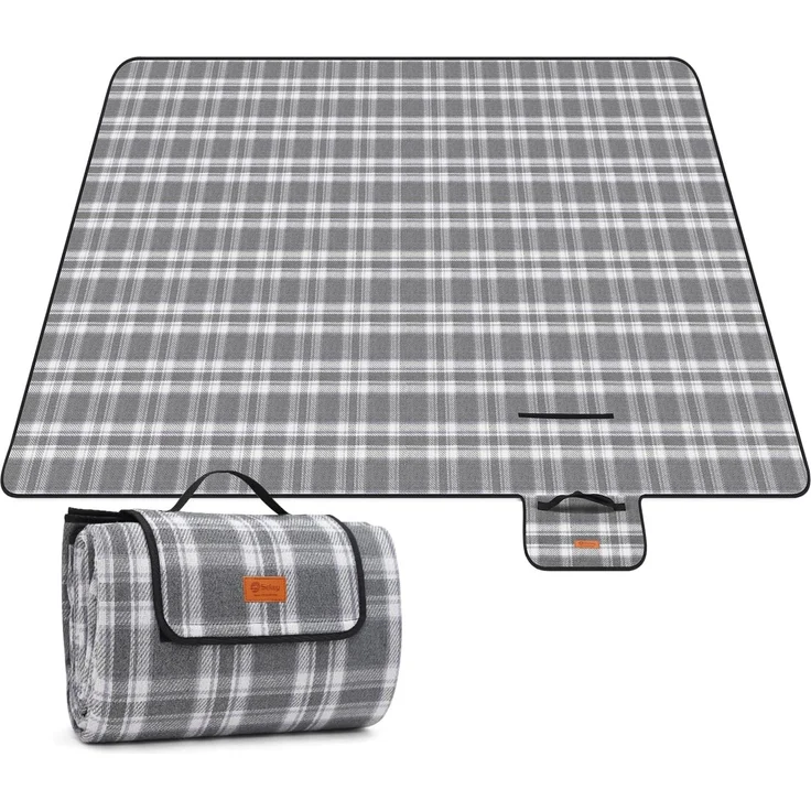 Sekey Picknickdecke Wasserdicht 200x200 cm Faltbare Campingdecke mit Tragegriff Grau – Bild 1