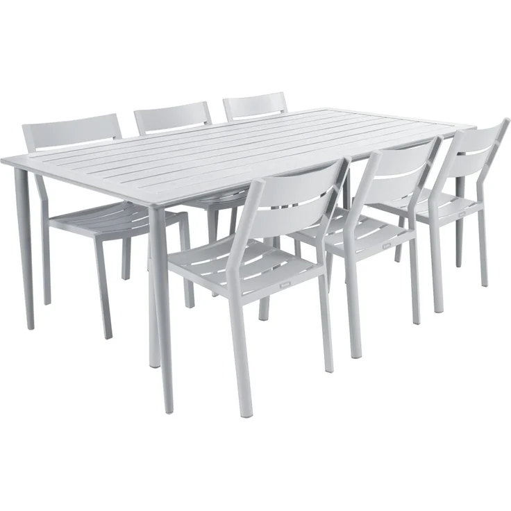 Gartenesstisch Nimes aus Aluminium, modern, weiß, rechteckig, für 6-8 Personen, Brafab – Bild 7