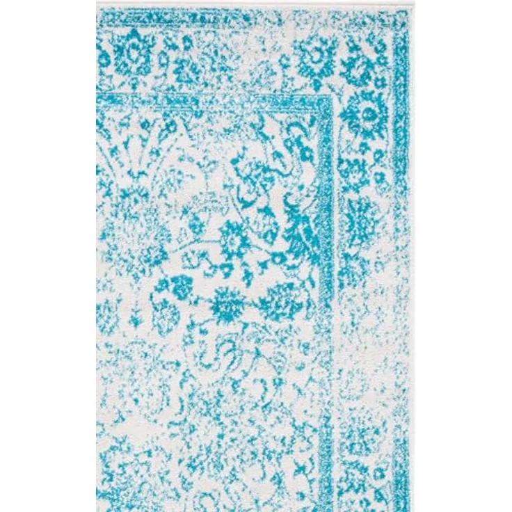 Safavieh Teppich 183x274 cm - Adirondack Collection - Transitional Design, Elfenbein & Petrol, Pflegeleichte Synthetikmischung, Ideal für Wohnzimmer, Schlafzimmer, Büro | 1 cm Flor, Teppich für den Innenbereich, langlebig, kinder- und haustierfreundl... – Bild 9