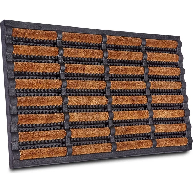 Hanse Home Brushes Fußmatte Kokos und Gummi 40x60cm – rutschfeste Schmutzfangmatte für Innen und Außen, Fußabtreter mit Kokosbürsten Türmatte Wetterfest Schmutzabtreter Outdoor – Schwarz Natur