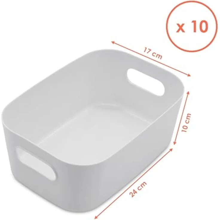 Spetebo Aufbewahrungsbox Kunststoff Organizer Box weiß mit Griffen 24 x 17 cm (Set, 1 St, 1), mit praktischen integrierten Tragegriffen – Bild 2