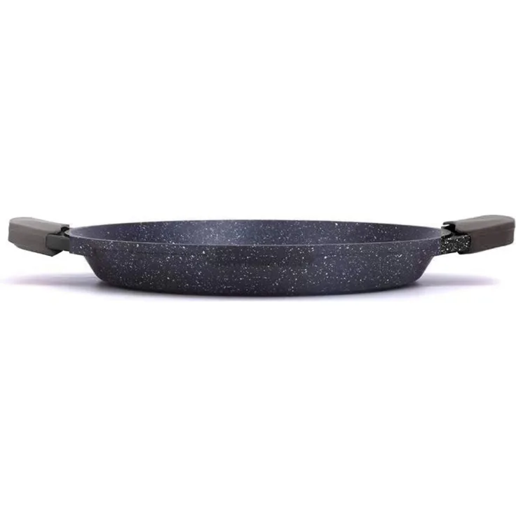 Aluguss Paellapfanne Pfanne Paella Ø36 Induktion Bratpfanne Grillpfanne mit zwei Handschuhen