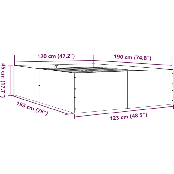 vidaXL Bettgestell Weiß 120x190 cm Holzwerkstoff 3280951 – Bild 10
