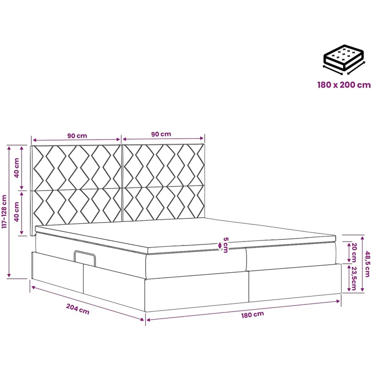 vidaXL Aufbewahrungsbett mit Kopfteil Hellgrau 180 x 200 cm Samt 3459837 – Bild 12