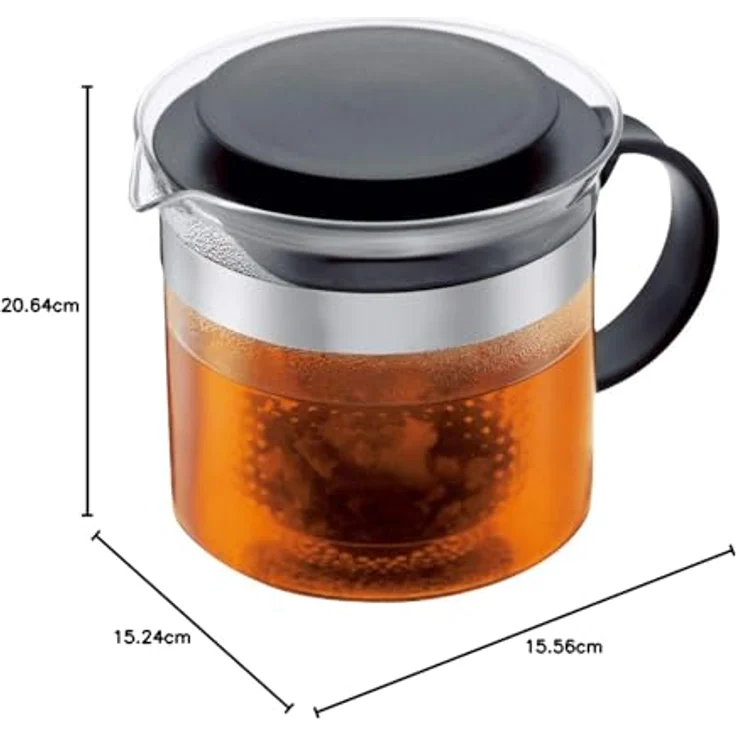 Bodum Teebereiter bistroNouveau (Kunststoff Teesieb, Hitzebeständiges Glas, 1,5 liters) schwarz – Bild 8
