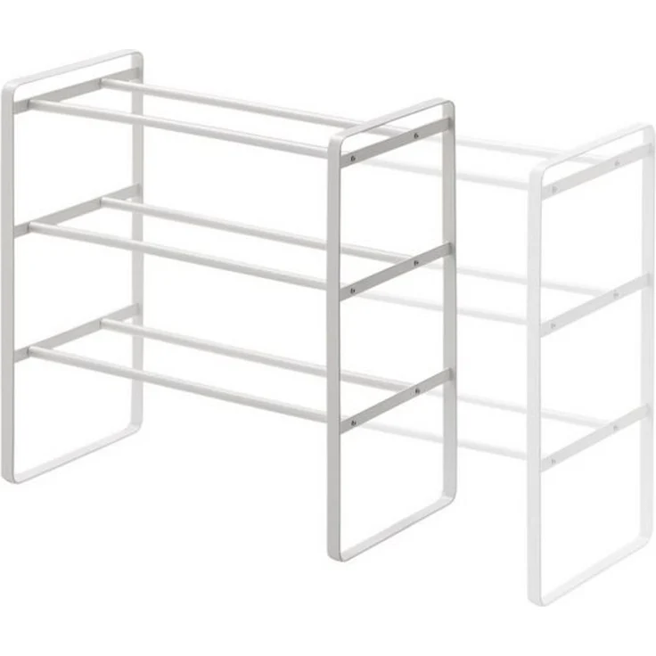 Yamazaki Schuhregal Tower Metall klein minimalistisch ausziehbar stapelbar 3 Ebenen, platzsparend, Schuhständer, Schuhablage, erweiterbar – Bild 4