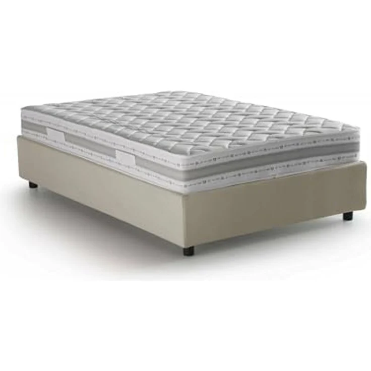 Talamo Italia - Chiara Doppelbett, Bettkasten mit Stoffbezug, 100 % Made in Italy, Öffnung vorne, inklusive Matratze 120 x 190 cm, Beige – Bild 3