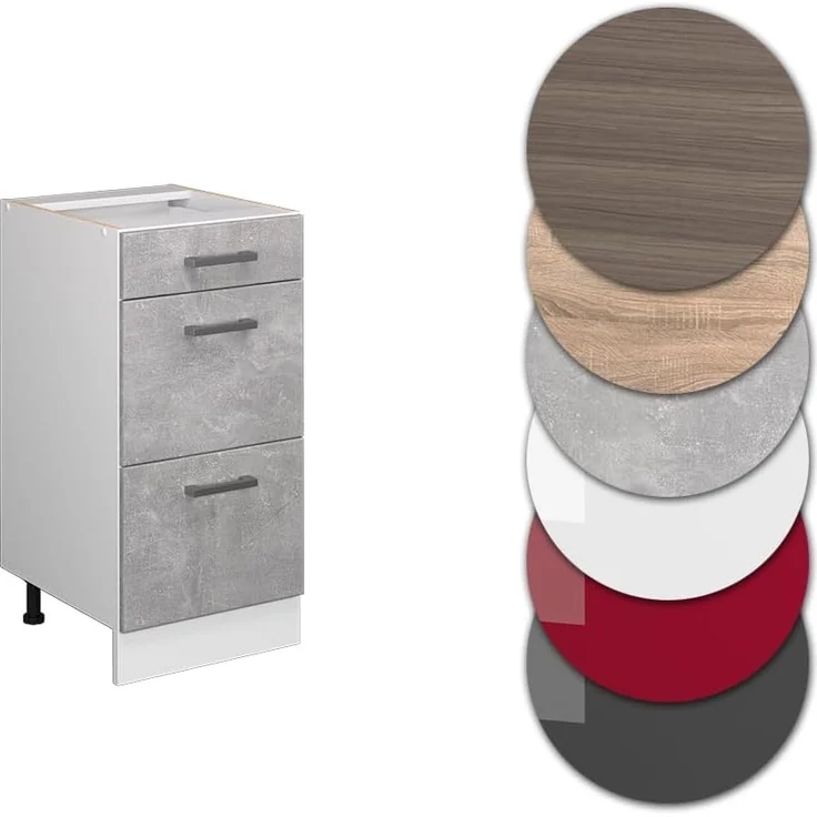 Unterschrank R-Line Beton 40 cm mit Schubladen, ohne Arbeitsplatte Vicco – Bild 6