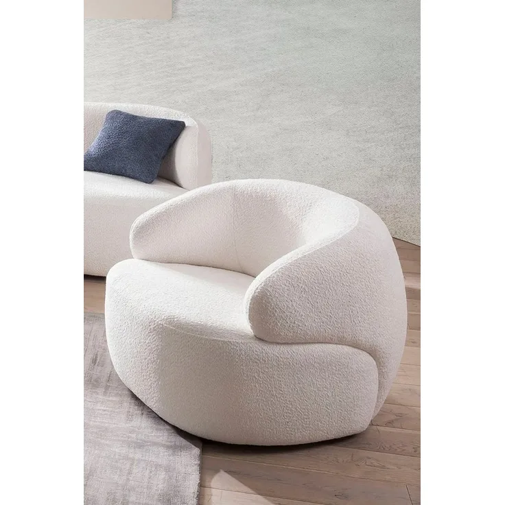 Sessel Bouclé Stoff Weiß mit Armlehnen 88 x 89 x 69 cm