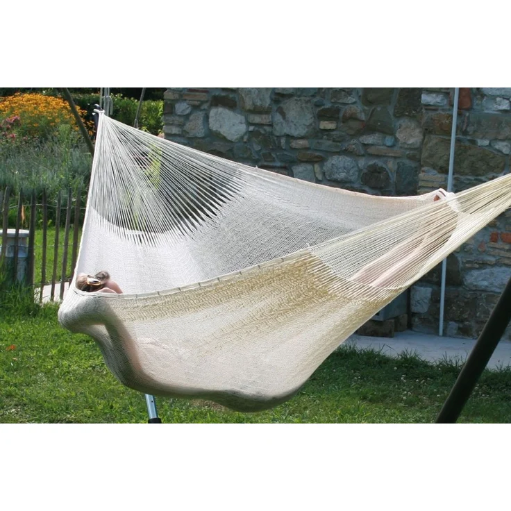 MacaMex Mexikanische Netzhängematte Mammut natur XL Baumwolle extra robust natur / beige MA-00160 – Bild 5