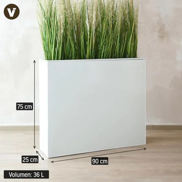 VIVANNO Pflanzkübel Raumteiler Zink ELEMENTO Weiß 90x25x75 cm – Bild 4