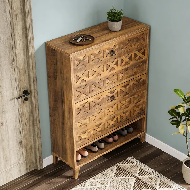 Geräumigen Schuhschrank,Schuhschrank-Organizer,Schränke(nur Schuhschrank)--Braun--80x24x110cm--YOUDENOVA – Bild 2