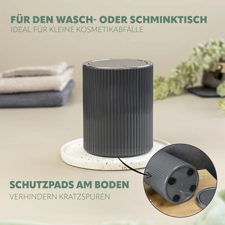 bremermann Kosmetikeimer Mini-Kosmetikeimer GAVELLO mit Schwingdeckel // Badeimer mit Rillende – Bild 6