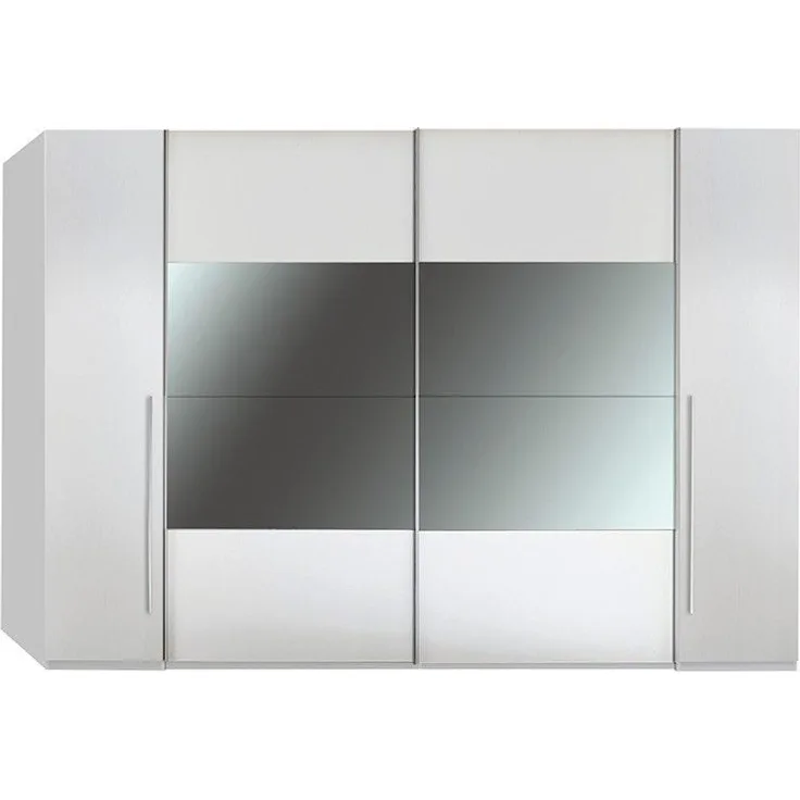 Kleiderschrank >Mega< in Weiß / Spiegel - 312x226x61cm (BxHxT)
