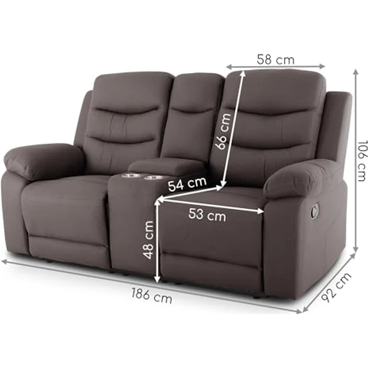 Raburg 2-Sitzer Kinosessel, 2er-Fernsehsessel, mechanisch, Pixx, mit Relaxfunktion, für 2 Personen, Belastbarkeit je Sitzplatz 130 kg – Bild 4