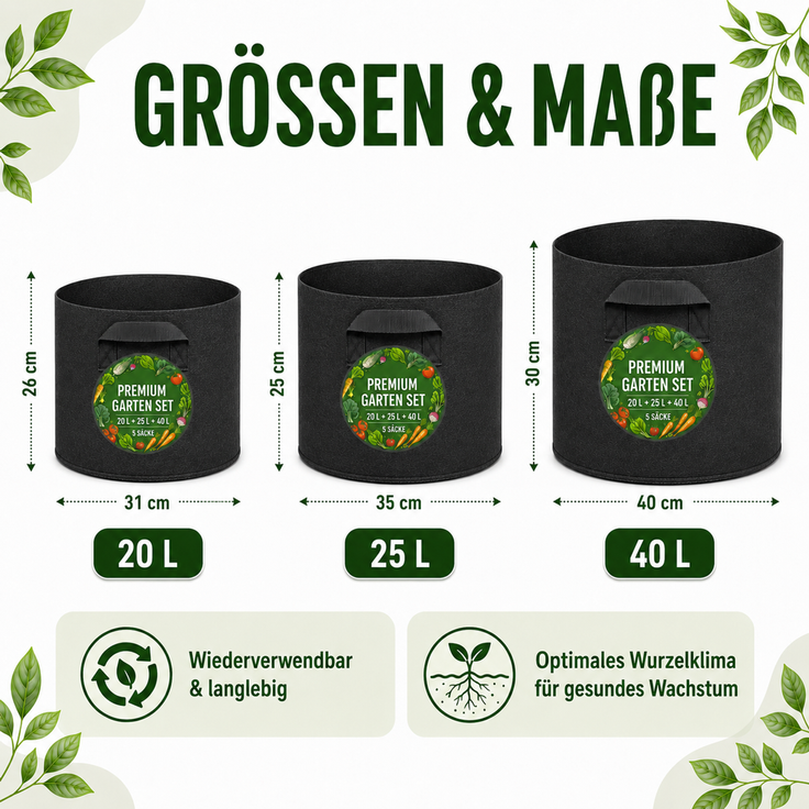 Pflanzsäcke Set Schwarz – Bild 3
