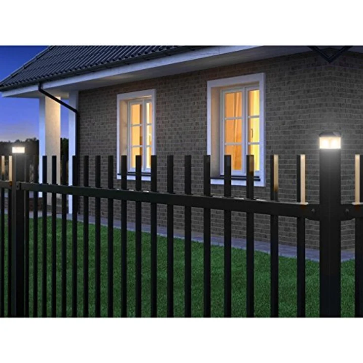 Green Blue GB126 LED Solarlampe Zaunpfahl mit Dämmerungssensor, Warmweiß 4000K, Akku, Schwarz, 4 Stück (60x60 mm) – Bild 3