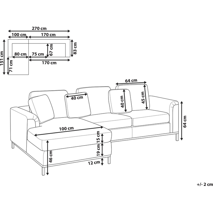 Rechtsseitiges Ecksofa OSLO Bouclé Weiß Rechtsseitig – Bild 2
