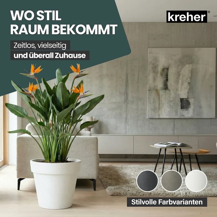Kreher Pflanzkübel Rollbarer XXL Pflanzkübel "LIKE" Ø 58 cm in verschiedenen Farben (1 St) – Bild 2
