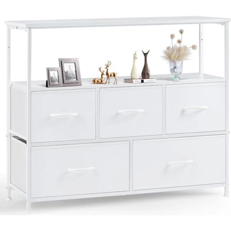 Sweetcrispy Kommode TV Schrank, Weiß, für 115cm TV – Bild 1