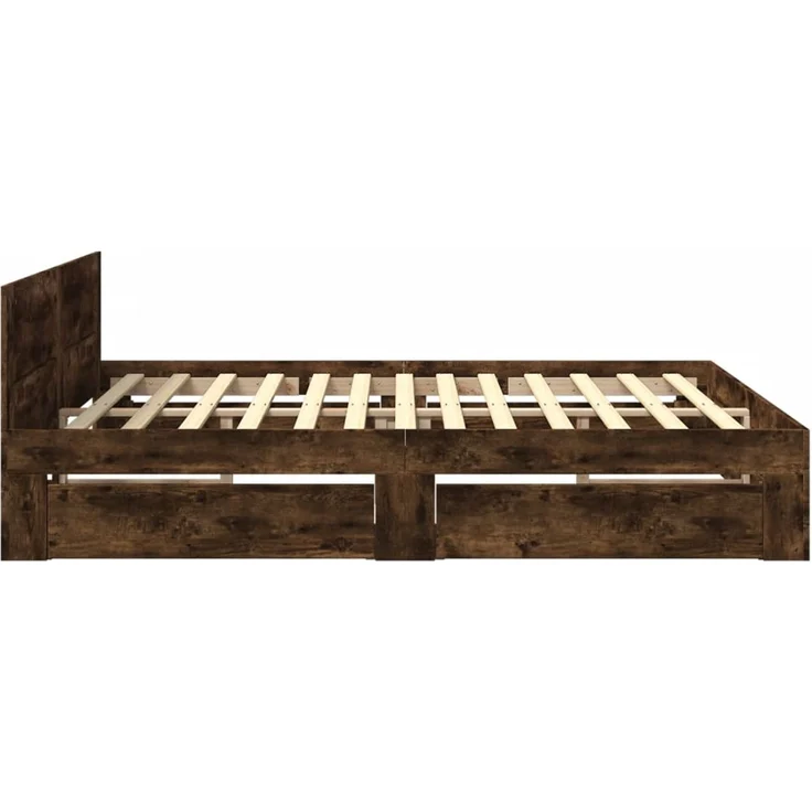vidaXL Bettgestell mit Kopfteil Räuchereiche 200x200 cm Holzwerkstoff 3295538 – Bild 6