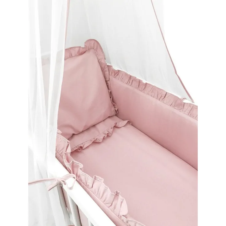 Baby-Delux Stubenbett Babywiege Komplettset Royal Rüsche, Schaukelwiege Weiß 90x40 cm Komplett Bettset Wiegenset