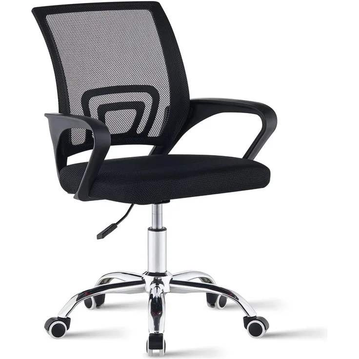 TUKAILAI Bürostuhl Ergonomisch, Schreibtischstuhl aus Netzstoff, Chefsessel mit Lendenwirbelstütze, Armlehne, Höhenverstellbar, 360° Drehbar, Computerstuhl Arbeitsstuhl für Zuhause Büro, Schwarz