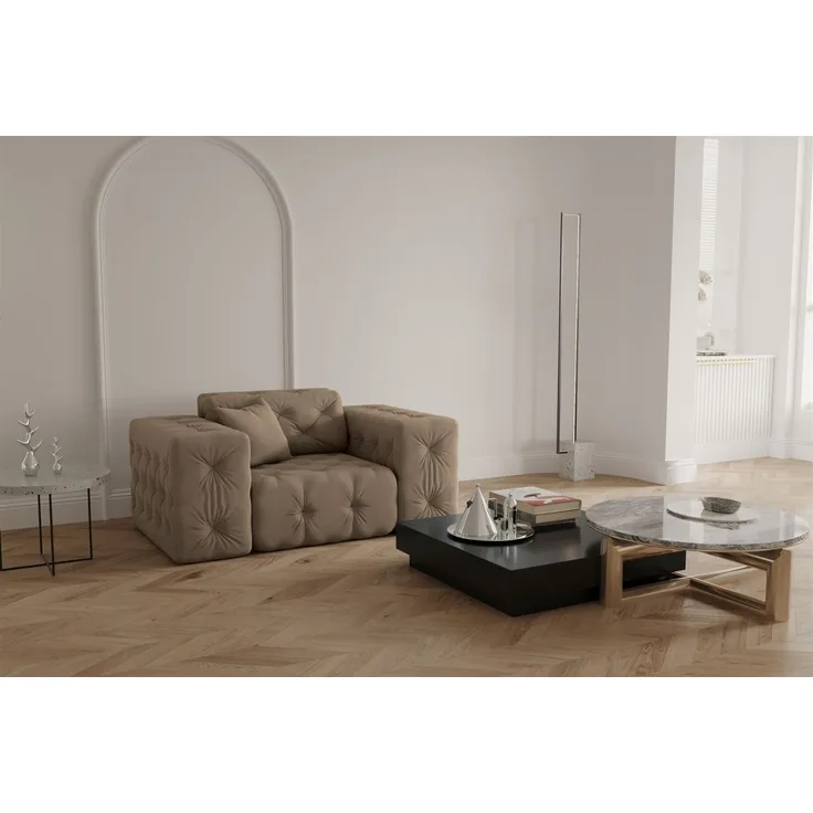 Sessel Designersessel CHANTAL in Stoff Opera Velvet Taupe