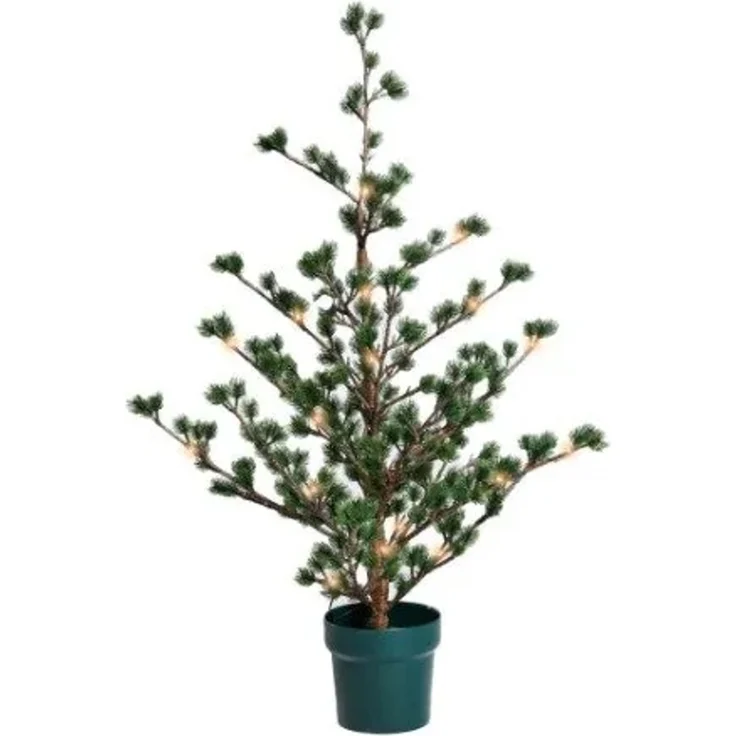 Künstlicher Lärchenbaum im Topf Höhe 90 cm 80 LED-Lichter und Batteribox mit Timer (780-192)