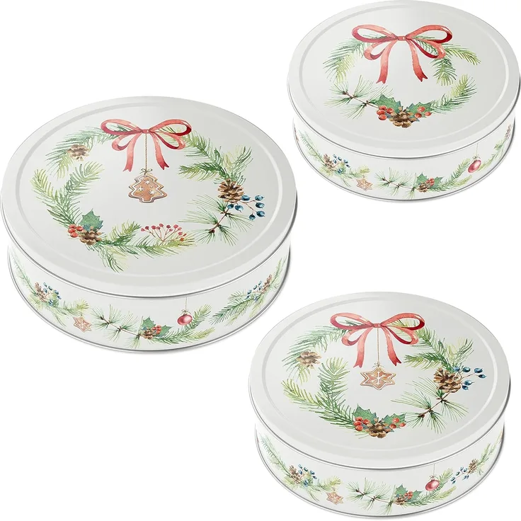 CEPEWA Aufbewahrungsdose Nostalgische Gebäckdose (Set, 3 St), Rund, aus Metall, für Kekse