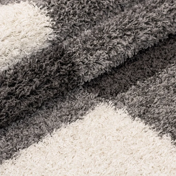Carpettex Hochflor-Teppich Kariert Design, Rund, Höhe: 30 mm, Teppich Kariert Design Teppich im modern Stil Teppich Wohnzimmer – Bild 2