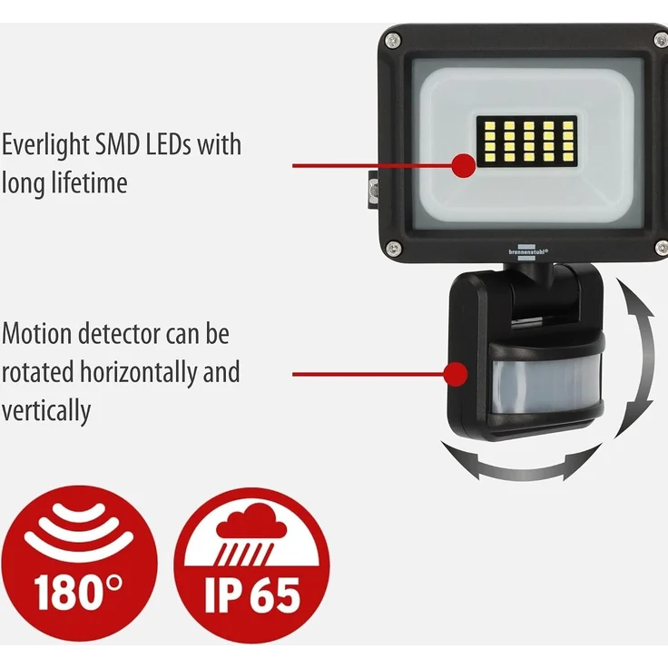 brennenstuhl LED Strahler JARO 1060 P mit Infrarot-Bewegungsmelder, 1150lm, 10W, IP65 – Bild 3