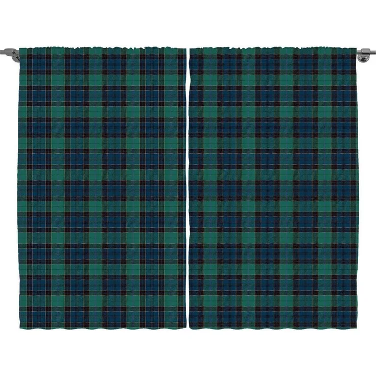 Abakuhaus Gardine Schlafzimmer Kräuselband Vorhang mit Schlaufen und Haken, Schottenkaro Scottish Folklore-Muster